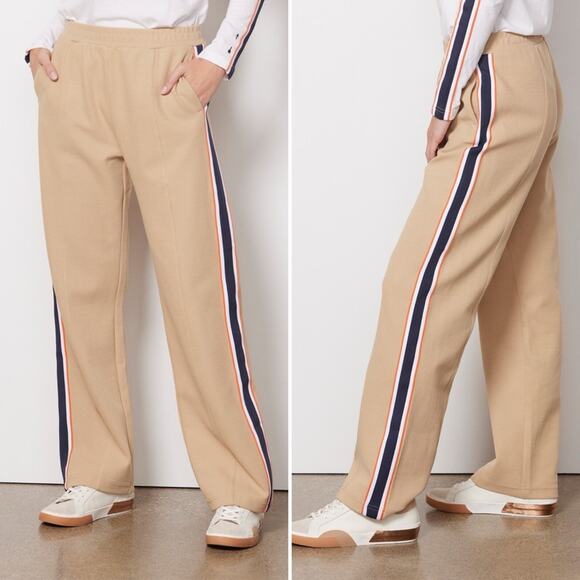 The Upside Jupiter Tan Side Stripe Straight Leg Trouser Pants Size Small Evereve
